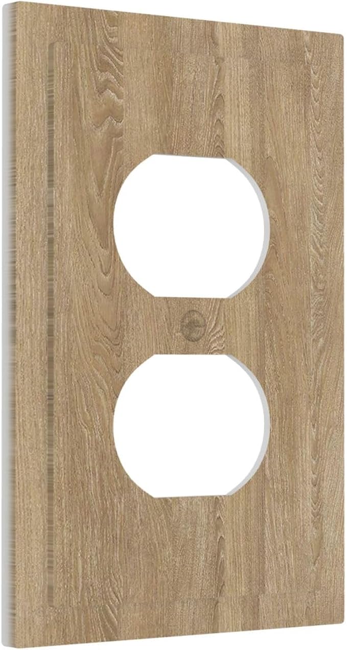 Outlet Covers Light Brown Wood Grain 1 Gang Duplex Light Switch Cover Plate Decorative Switch Plate Covers Electrical Socket Cover for Farmhouse Cabin Decor