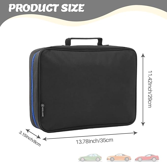 KISLANE Car Storage Case Organizer for 48 Vehicles – Portable 1:64 Scale Die-Cast Collection Carrying Case with Elastic Slots, Travel Storage Bag for Collectors, Black