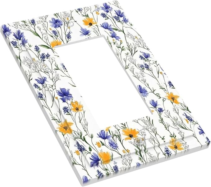 Decorative Outlet Covers Floral Colorful Green Leaf Wildflower 1 Gang Single Rocker Light Switch Cover Plate Wall Plates Gfci Faceplate For Bed Room Living Room Decor