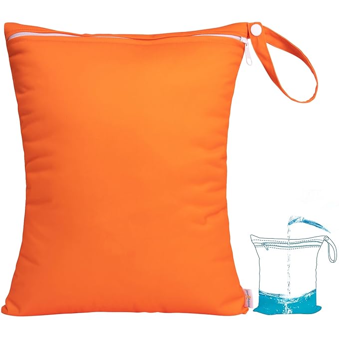 babygoal Waterproof Wet Dry Bag for Swimsuit, Reusable Bag for Travel, Food Storage, Stroller, Daycare, Baby Diapers, Yoga, Beach, Pool, Wet Clothes-Orange