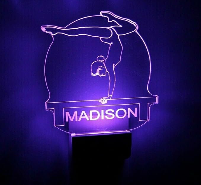 Night Light Multi Color Personalized LED Plug-in, Ultra-Slim Touch Night Light Smart Dusk to Dawn Sensor, Kids Children's Bedroom Kitchen Bathroom Hallway Play Room Variations (Gymnasts Gymnastics)