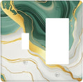 Outlet Covers Turquoise Marble Texture Golden Lines 1 Toggle 1 Rocker Combination Decorative Wall Plate Electrical Switch Plates Light Switch Cover Plate For Bed Room Bathroom Decor
