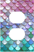 Iridescent Mermaid Scales Duplex Wall Plate - 1-Gang Standard US Size Magical Rainbow Mermaid Outlet Covers for Girls Room Decor