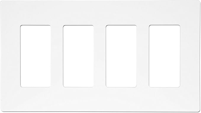 ENERLITES - SI8834-W-STICKER Screwless Decorator Wall Plates Child Safe Outlet Covers, Size 4-Gang 4.68" H x 8.30” L, Unbreakable Polycarbonate Thermoplastic, SI8834-W, Glossy, White