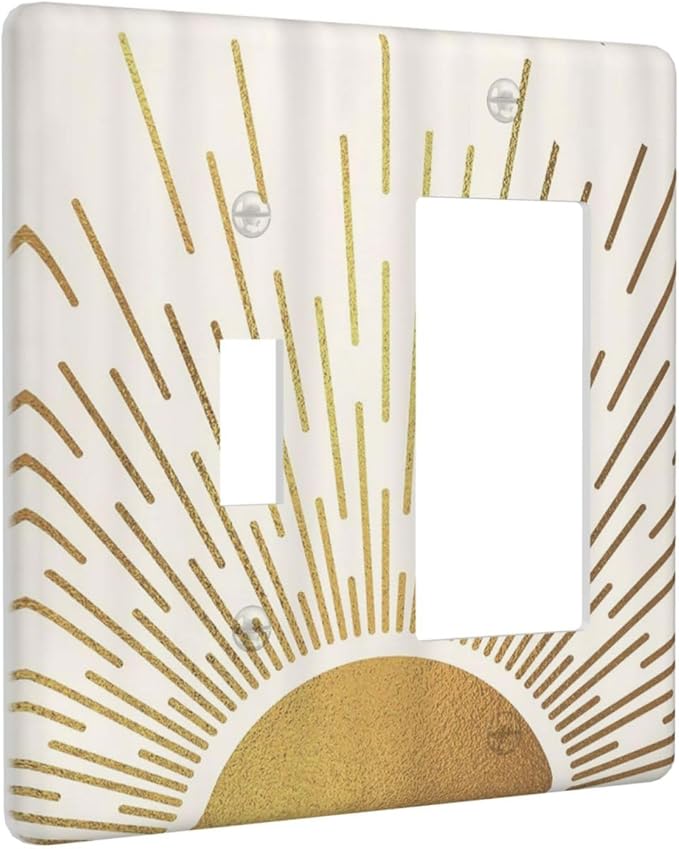 Decorative Outlet Covers Midcentury Golden Sun Minimalism Sunrise 2 Gang 1 Gang Wall Plate Single Toggle Rocker Device Combination Light Switch Cover Plate Jumbo Switch Plate Cover
