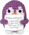 Mini Funny Knitted Penguin Toy Cute Animals Potato Doll with Encouragement Card Gift for Kids Girls Boys Women Friends Birthday Party Decoration