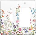 Boho Watercolor Wildflowers Floral Plants Flower Outlet Covers 1 Toggle 1 Rocker Combination Decorative Wall Plate Electrical Switch Plates Light Switch Cover Plate for Bedroom Living Room Decor
