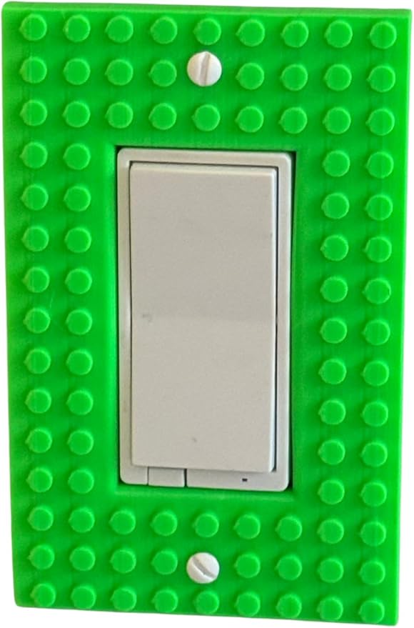 Brick Wall Plate, Rocker Toggle Light Switch Cover for Kids Bedroom, Game Room, 1-Gang (Light Green)