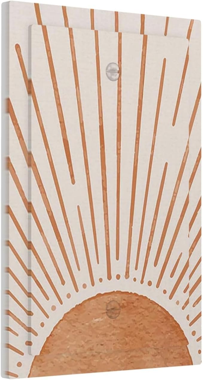 1-Gang Electric No Device Blank Wallplate Boho Orange Vintage 70s 60s Beige Sunrise Sunset Mid Century Minimalist Abstract Art 50s Sun Jumbo Size Outlet Light Switch Decorative Face Switchplate Cover