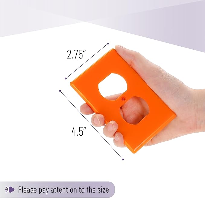 Bates- Duplex Receptacle Outlet Wall Plate, 4.5" x 2.75"/Standard Size, 2 Pack, Orange, 1-Gang Electrical Outlet Covers, Impact Resistant, UV Protection, Polycarbonate Thermoplastic