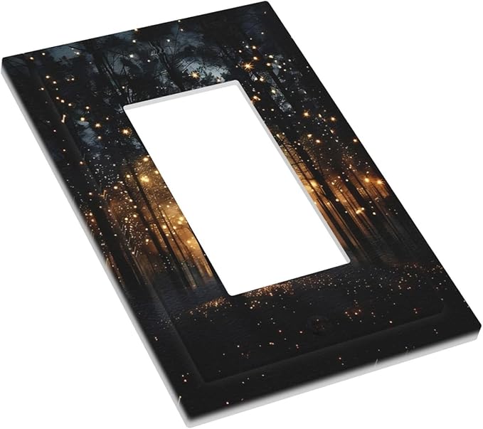 Whimsical Nature Enchanted Forest Landscape Decorative Outlet Covers 1 Gang Single Rocker Light Switch Cover Plate Wall Plates GFCI Faceplate for Bedroom Living Room Decor