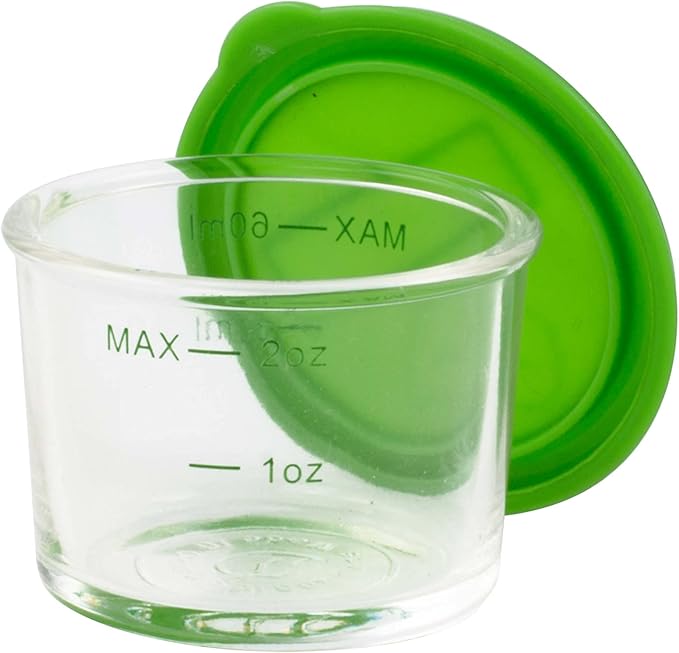 Glass Baby Food Storage Containers (4 Pk) - 2oz Jars in Stackable Storage Tray w Tight Interlocking Base- Dry-Erase Marker Labeling- Microwave Freezer Dishwasher Safe- Babyfood Breast Milk, Gift