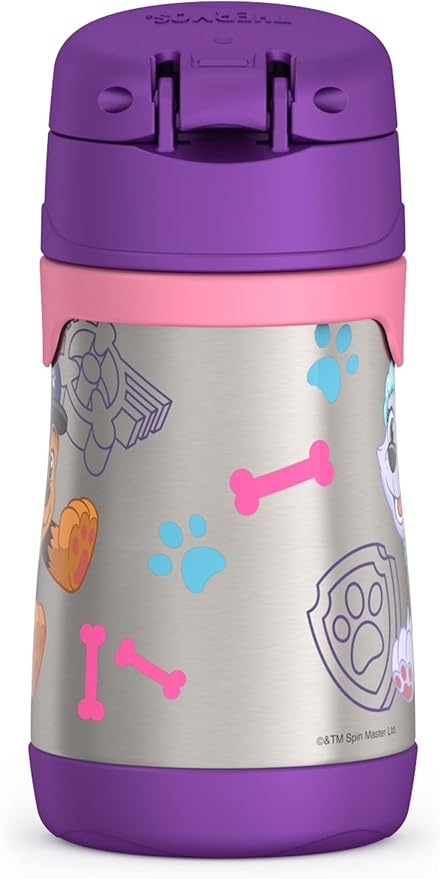 THERMOS Vacuum Insulated Stainless Steel 10oz Straw Bottle, Paw Patrol Girl (Pack of 3)