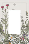 1 Gang Single GFCI/Decorator Rocker Outlet Light Switch Wall Plate Cover Vintage Rustic Spring Floral Spring Flowers Leaf Botanical Herbs Wildflower Decorative One Device Electrical Faceplate Dimmer