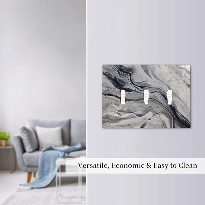 Grey And White Marble Abstract Art Print Decorative Switch Plates 3 Gang Wall Plate Triple Toggle Light Switch Cover Faceplate Electrical Wall Panels for Bathroom Kitchen Decor