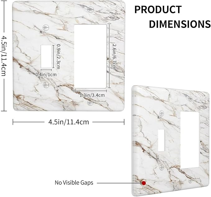 Outlet Covers White Brown Marble Abstract Modern Luxury 2 Gang Combo Light Switch Cover Plate Toggle Rocker Wallplates Decorative Switch Plates and Outlet Covers for Bathroom Kitchen Decor