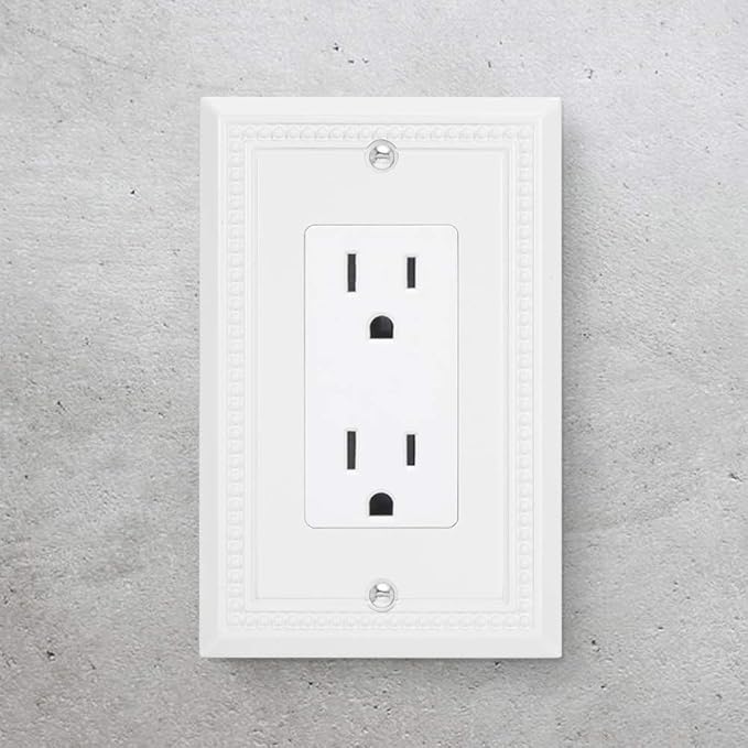 Henne Bery Sunken Pearls Heavy Duty Decorative Wall Plate Switch Plate Outlet Cover (Single Decorator, 3 Pack, White)
