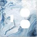 Blue Marble Abstract Ombre Chic Luxury Print Wallplates 1 Toggle 1 Duplex Switch Plate Electrical GFCI Faceplate Decorative Light Switch Covers for Bathroom Living Room Decor
