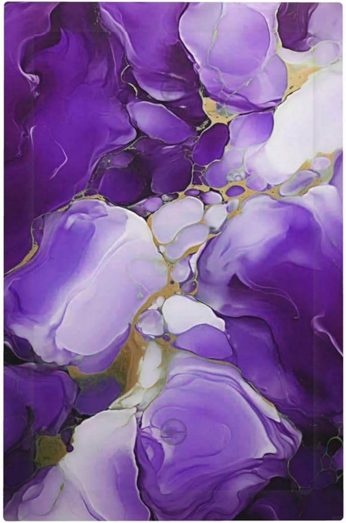 Decorative Light Switch Cover Plate Abstract Luxury Purple Gold Marble Textures 1 Gang No Device Single Blank Outlet Covers Wall Plate Cover Switchplate Electrical Face Plate for Home Decor
