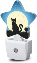Halloween Black Cat Moon Night Light,Dusk to Dawn Smart Sensor Nightlight for Bedroom Bathroom Kitchen Hallway Stairs Hallway,Plug-in,Energy Efficient Decor Desk Lamp Gifts