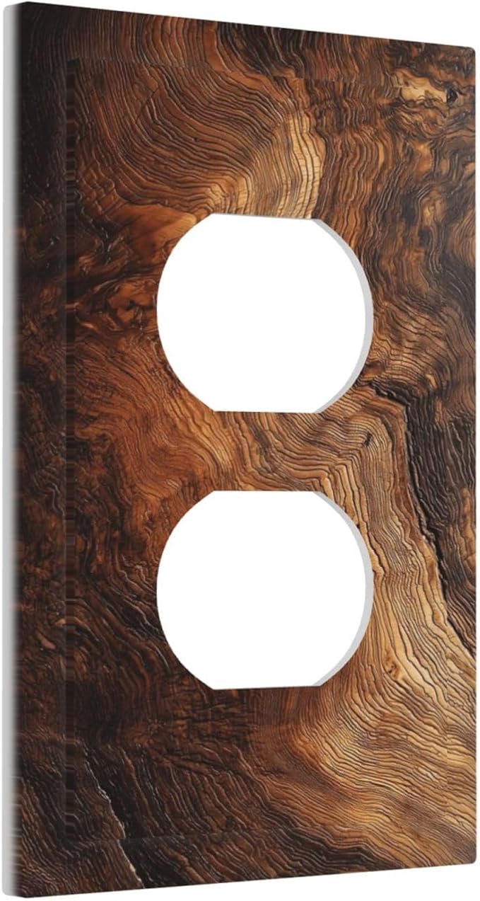 Natural Wood Grain Texture Old Tree Trunk Print Outlet Covers 1 Gang Duplex Light Switch Cover Decorative Switch Plates Electrical Receptacle Faceplate Wall Plate for Farmhouse Home Decor