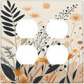 Decorative Light Switch Cover Plate Minimalist Floral Boho Botanical Wildflowers 2 Gang Switch Plate Covers Double Duplex Wall Plates Switch Plates and Outlet Covers for Bathroom Bedroom
