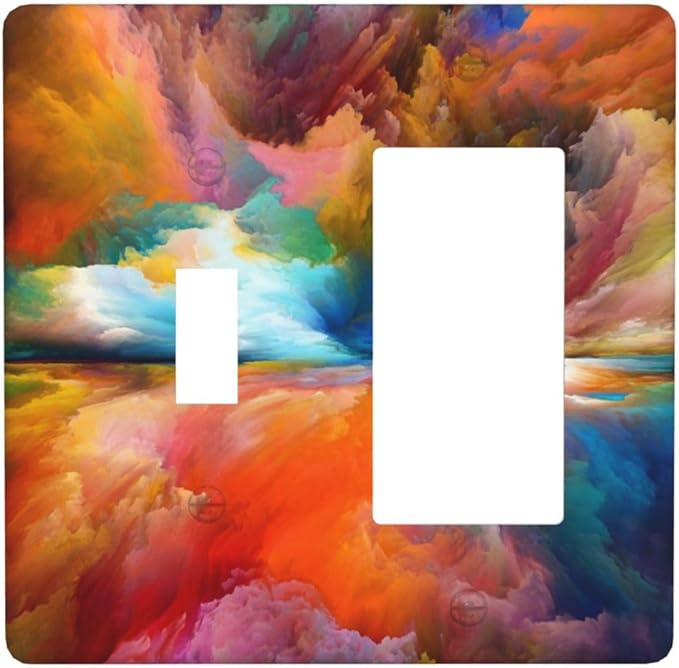 Decorative Outlet Covers Colorful Sunset Watercolor Clouds 2 Gang Wall Plate Single Toggle 1 Rocker Light Switch Cover Switch Plate Covers Faceplate for Bedroom Home Decor