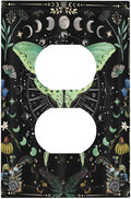 Moon Phase Butterfly Wildflower Plant Mysterious Night Moonlit Outlet Covers 1 Gang Duplex Light Switch Cover Decorative Switch Plates Electrical Receptacle Faceplate Wall Plate for Bedroom Home Decor