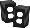 ELEGRP Duplex Receptacle Outlet Covers, 1-Gang Standard Size Wall Plates, Unbreakable Polycarbonate Dual Outlet Faceplates Covers, UL Listed, Color-matched Screws Included (10 Pack, Glossy Black)