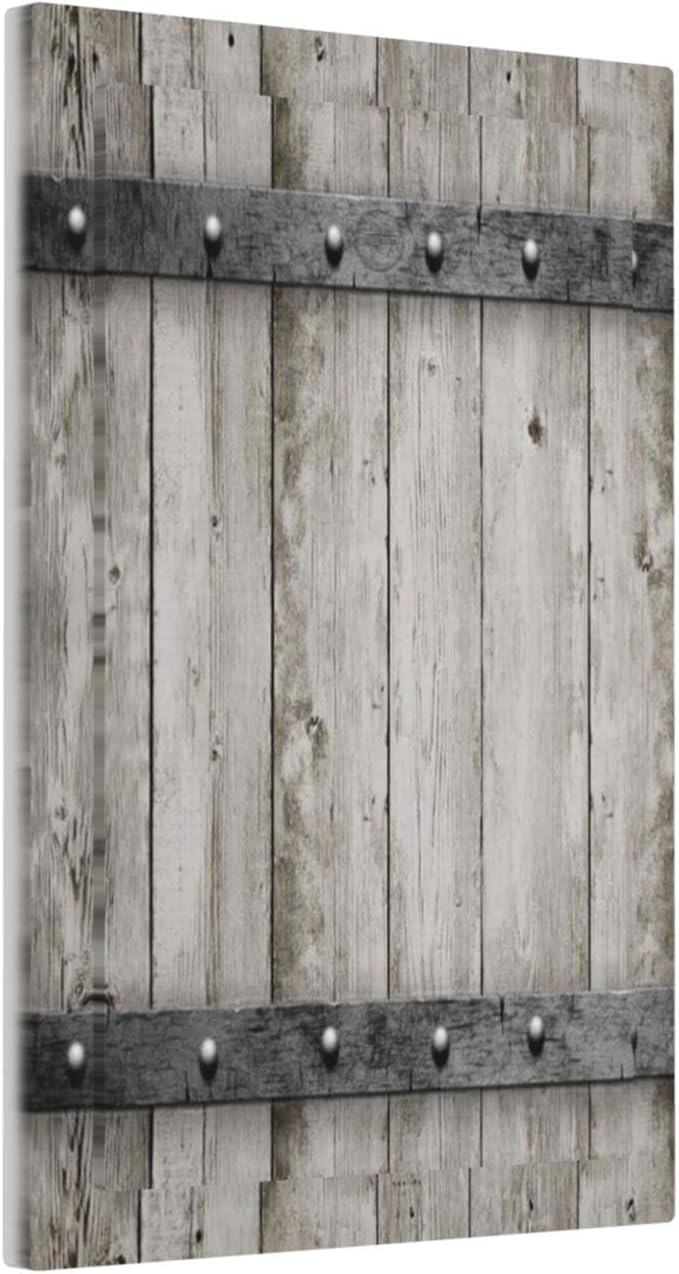 Farmhouse Grey Wood Barn Door Single Blank Wall Plates Decorative Light Switch Cover Barn Door Wood No Device Faceplate for Bathroom Bedroom Home （Plastic）