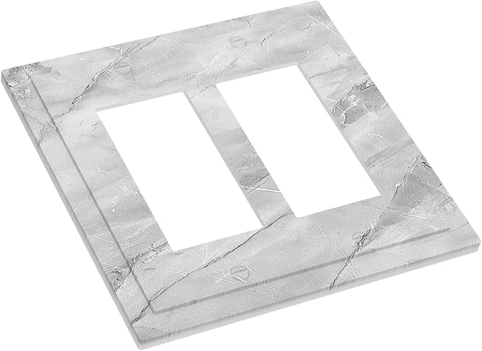 Decorative Outlet Covers Gray Marble Pattern 2 Gang Double Rocker Light Switch Cover Plate Electrical Switch Plate Cover Decorate GFCI Wall Plate for Home Farmhouse Decor