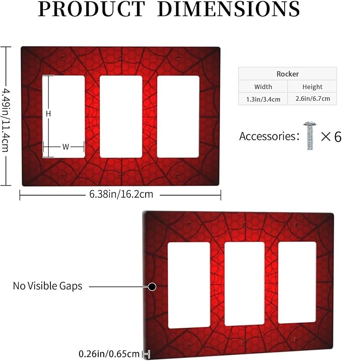 Spider Web Triple Gang Rocker Decorative Light Switch Cover, 3-Gang Wall Plate Outlet Cover