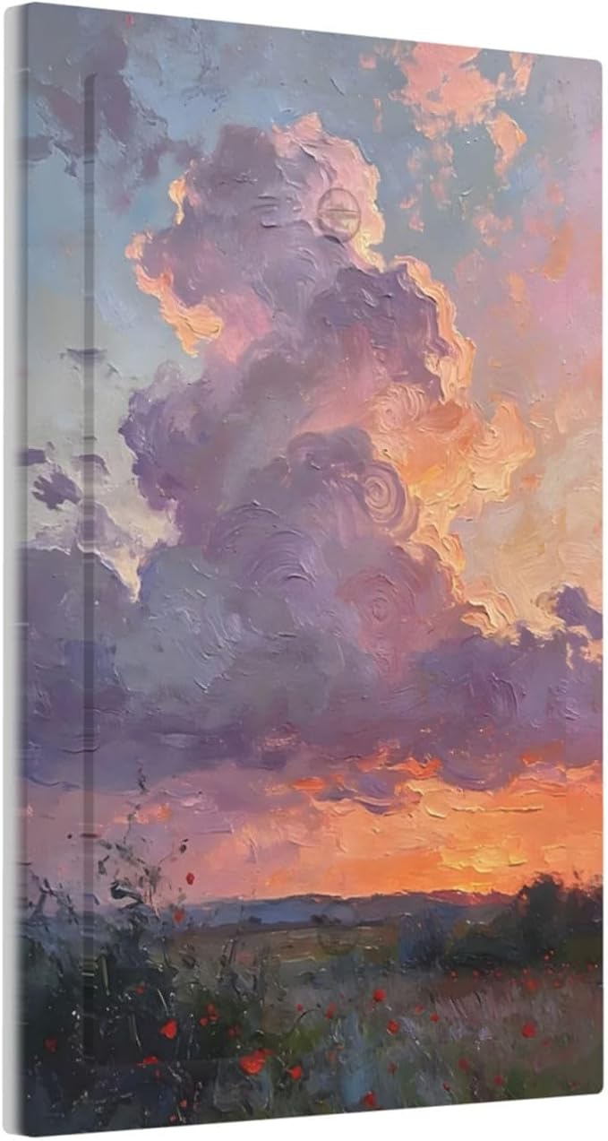 Abstract Sunset Dusk Natural Scenery Wild Flowers Light Switch Cover Plate 1 Gang No Device Blank Electrical Wall Plates Faceplate Decorative Switch Plate Covers for Farmhouse Bedroom Decor