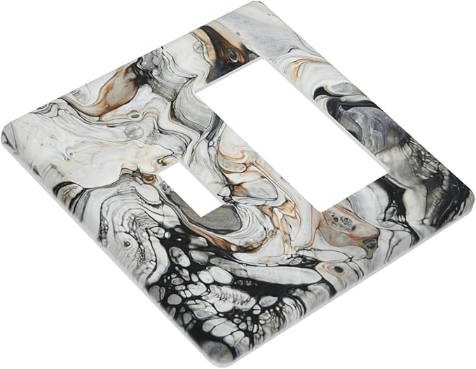 Black Gold Marble Texture Modern Abstract Print Outlet Covers 1 Toggle 1 Rocker Combination Decorative Wall Plate Electrical Switch Plates Light Switch Cover Plate for Bathroom Kitchen Decor