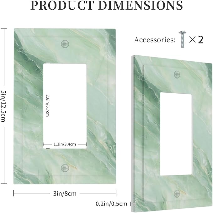Outlet Covers Green Marble Luxury Abstract 1 Gang Duplex Light Switch Cover Plate Decorative Wall Plates Electrical Switchplate Receptacle for Bathroom Bedroom Decor（2 Pack）