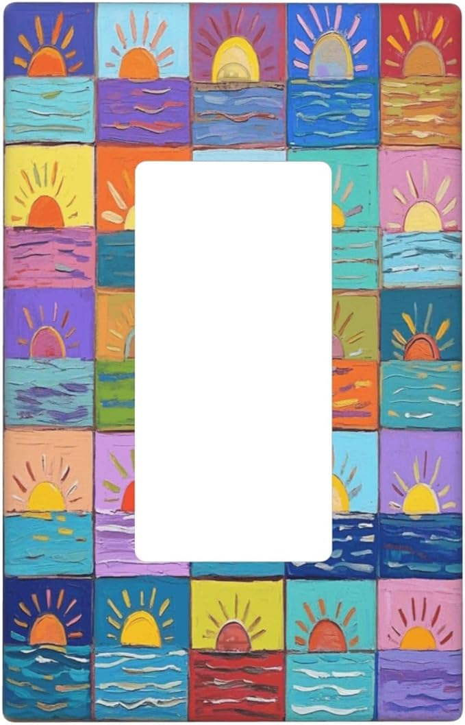Sunrise Single Rocker Wall Plate Decorative 1 Gang Light Switch Covers Electrical Switchplate Home Decorate Faceplat for Bathroom Bedroom Kitchen Room 4.5 x 2.76 Inch