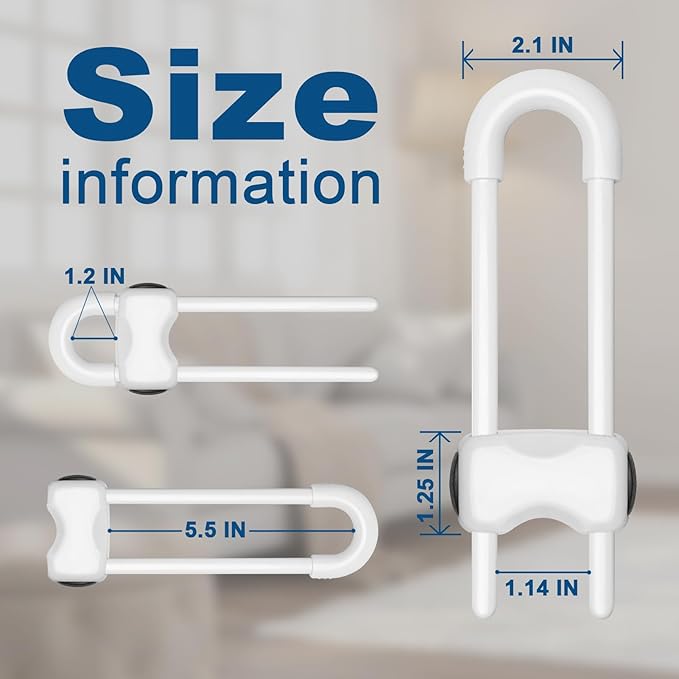 Cabinet Locks for Babies,Child Proof Cabinet Locks,4 Pack U-Shaped Baby Proofing Cabinets,Child Locks for Cabinets and Drawers,Child Safety Cabinet Locks with Adjustable(White)