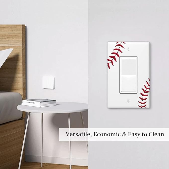 Baseball Single Gang Rocker Light Switch Cover Plates Decorative Outlet Covers, 1 Gang Rocker Wall Plate
