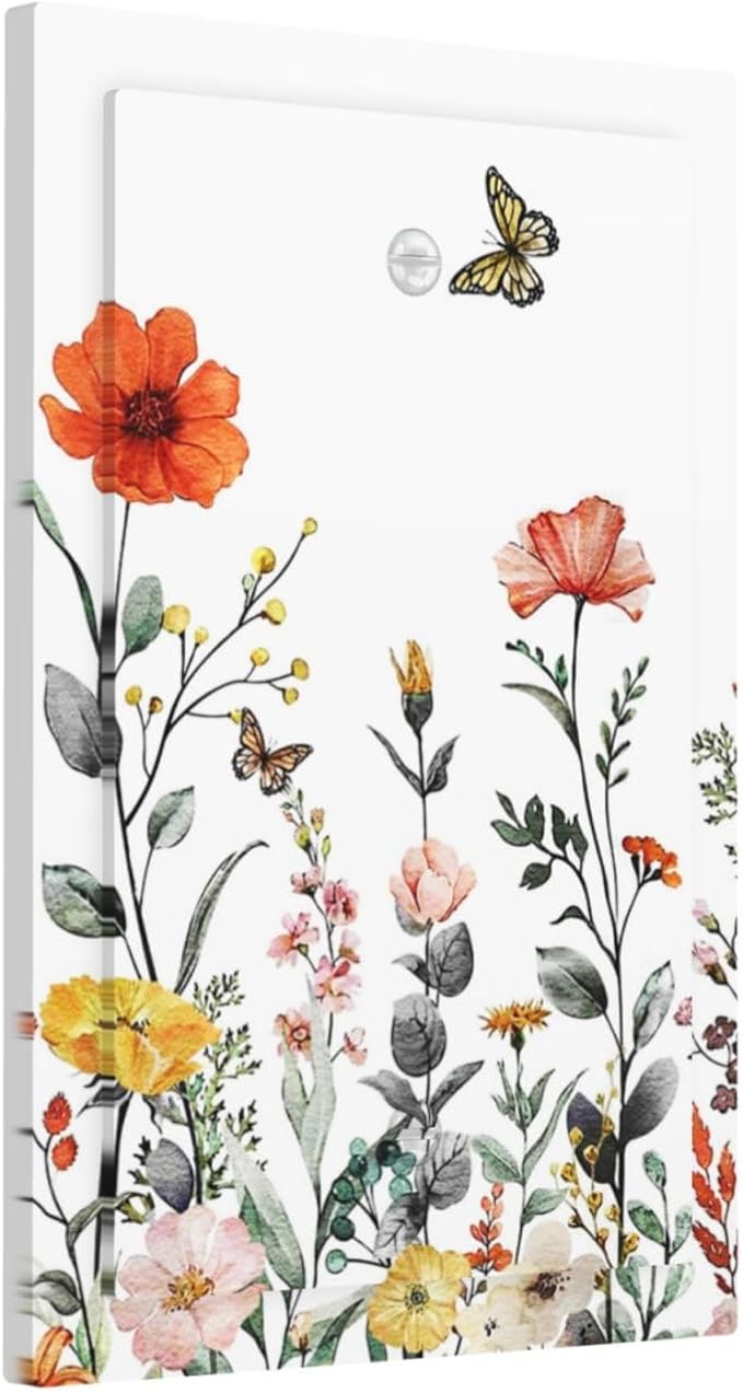 Vintage Floral Colorful Butterfly Flower Blossom Decorative 1 Gang No Device Blank Wall Plate Vibrant Pretty Oversize Electric Unused Receptacle Decorator/Gfci Light Outlets/Switches Face Plate Cover