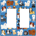 Cute Animal Dogs Puppy Decorative Outlet Cover Double Rocker Light Switch Plate Cover Electricity Receptacles Plates For Home Kitchen Living Bedroom 4.6 * 4.5