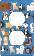 Cute Animal Dogs Puppy Decorative Outlet Cover Single Duplex Light Switch Plate Cover Electricity Receptacles Plates For Home Kitchen Living Bedroom 4.5 * 2.76