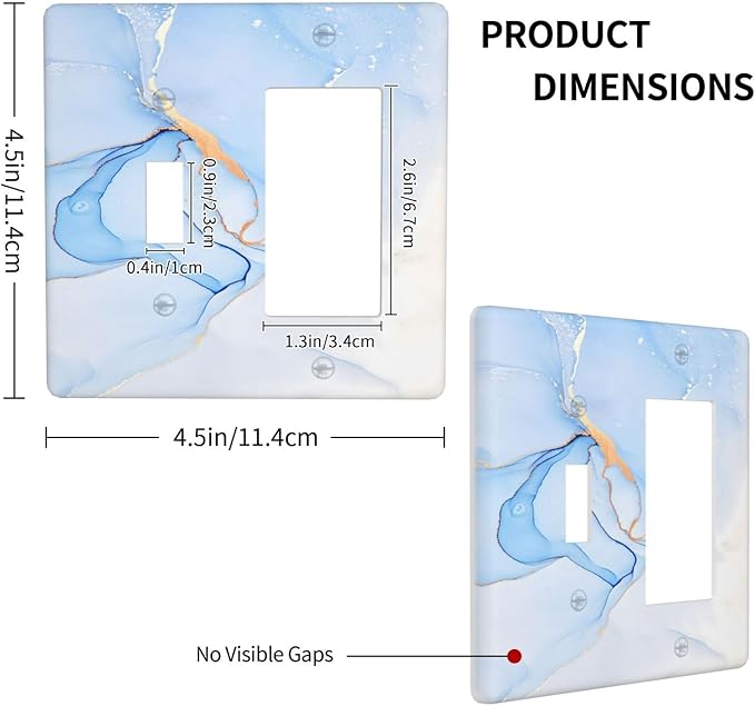 Modern Art Blue Gold Marble Abstract Luxury Print Outlet Covers 1 Toggle 1 Rocker Combination Decorative Wall Plate Electrical Switch Plates Light Switch Cover Plate for Bathroom Living Room Decor