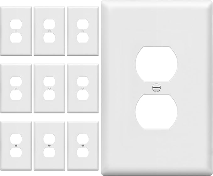 ENERLITES Jumbo Duplex Receptacle Outlet Wall Plate, Electrical Outlet Covers, Gloss Finish, Over-Size 1-Gang 5.5" x 3.5", Polycarbonate Thermoplastic, 8821O-W-10PCS, White (10 Pack)