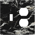 Black Marble Patterns Low Key Luxurious Wallplates 1 Toggle 1 Duplex Switch Plate Electrical GFCI Faceplate Decorative Light Switch Covers for Bathroom Kitchen Decor