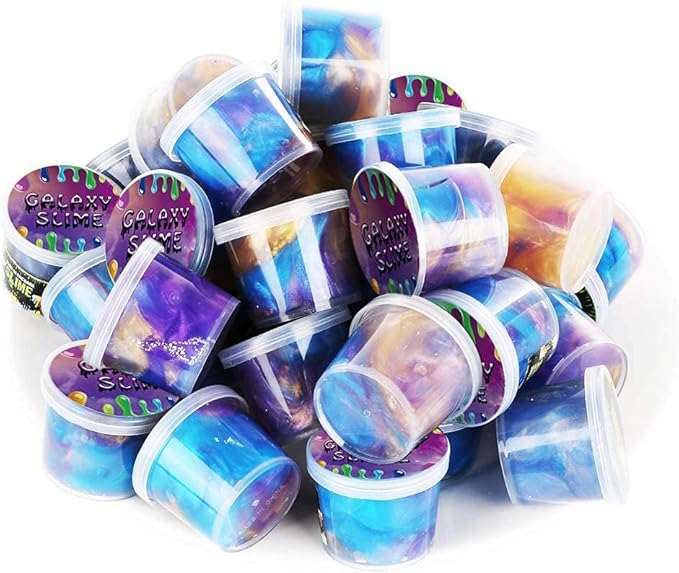 BVEHSR 48 Packs Galaxy Putty Slime, Party Favor for Kids Girls & Boys, Adults, Non Sticky, Stress & Anxiety Relief, Wet, Super Soft Sludge Toy,Easter Basket Stuffers
