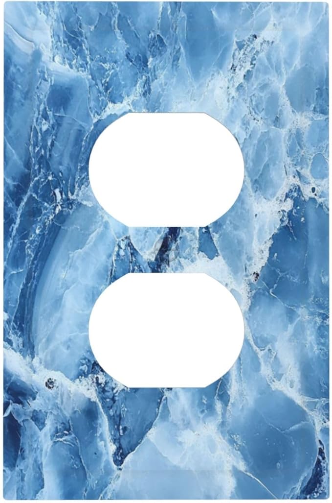 Outlet Covers Blue Marble Abstract Luxury Modern 1 Gang Duplex Light Switch Cover Plate Decorative Wall Plates Electrical Switchplate Receptacle for Bathroom Bedroom Decor（2 Pack）