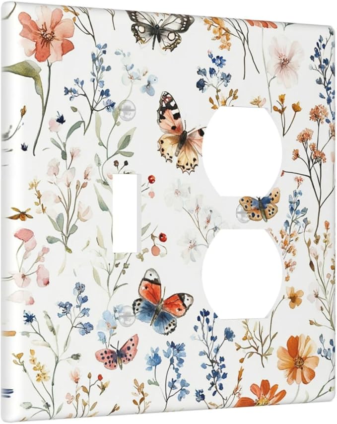 Wallplates Vintage Wildflowers Plants Floral 1 Toggle 1 Duplex Switch Plate Electrical Gfci Faceplate Decorative Light Switch Covers For Bed Room Living Room Decor