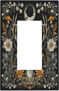 Light Switch Cover Plate Vintage Deer Flowers Moon Natural Plants Floral 1 Gang Outlet Covers Single Rocker Decorative Switch plates Electrical Wall Plates GFCI Receptacle for Bathroom Bedroom