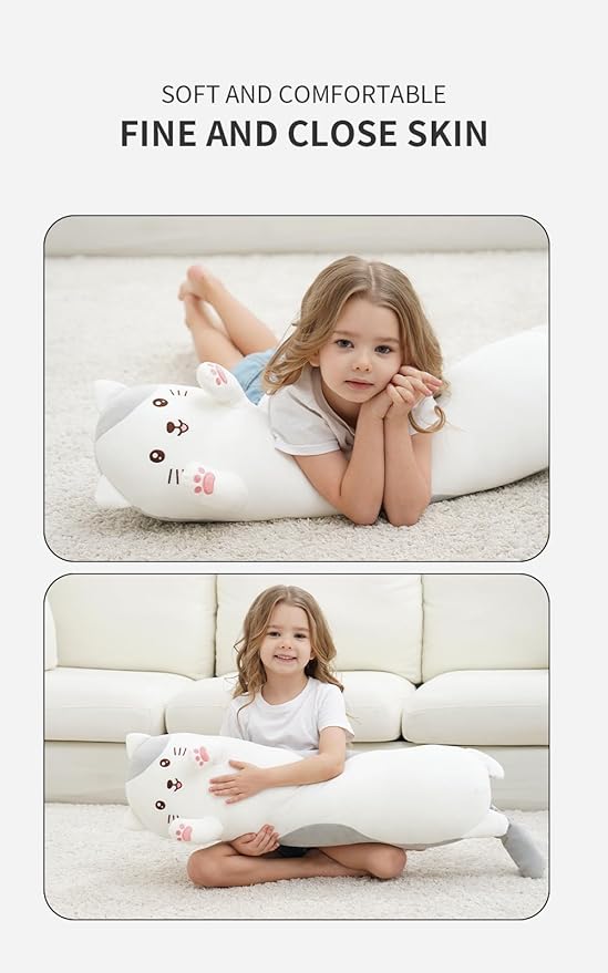 Dalmao 36" Cat Stuffed Animal, Soft Long Pillow Cute Cartoon Kitten Plush Body Pillow, Giant Large Big Jumbo Cat Plushies Toy Gift for Kids, Girls, Birthdays