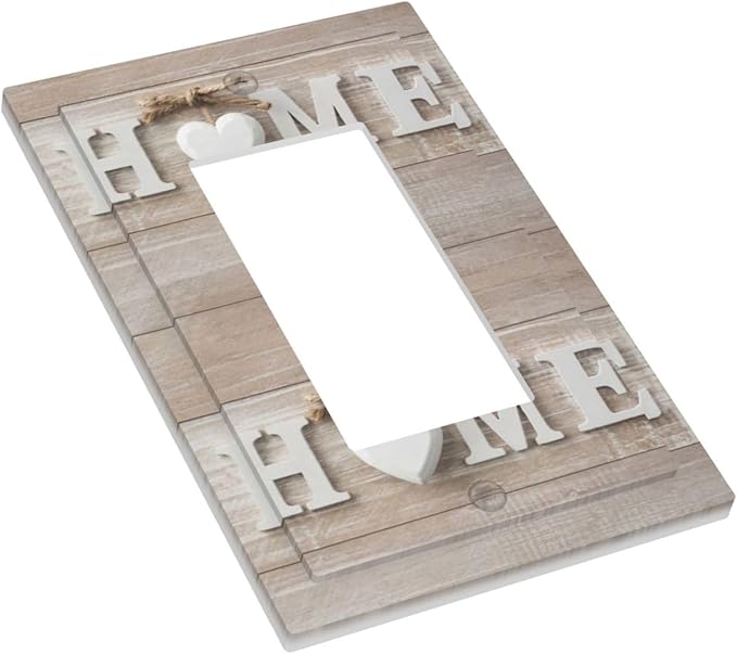 Family Vintage Country Farmhouse 1-Gang Decorator Rocker Outlet Light Switch Cover Sweet White Home Wood Sign Wooden Letters Decorative Single Device GFCI Receptacle Switch Wall Plate Dimmer Mid Size